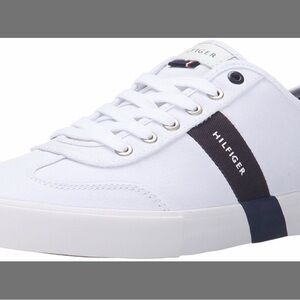 Tommy Hilfiger Men's White and Black Stripe Sneakers